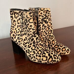 Nordstrom Halogen Leopard Haircalf Abbi Block Heel Booties 6M